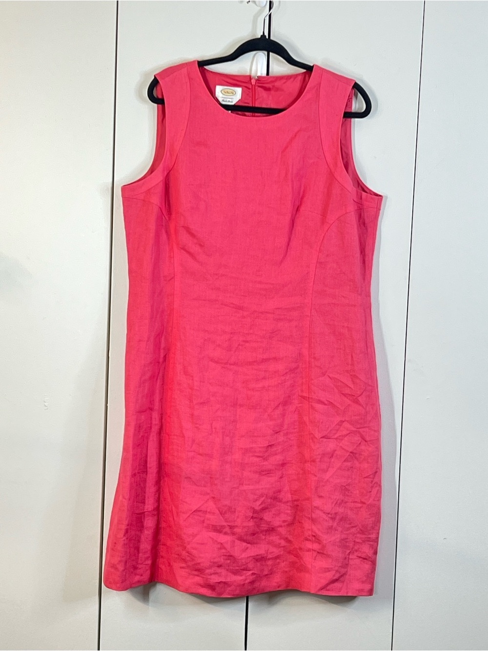 Talbots Irish Linen Pink Sheath Dress Size 18 Sleeveless Career Summer
